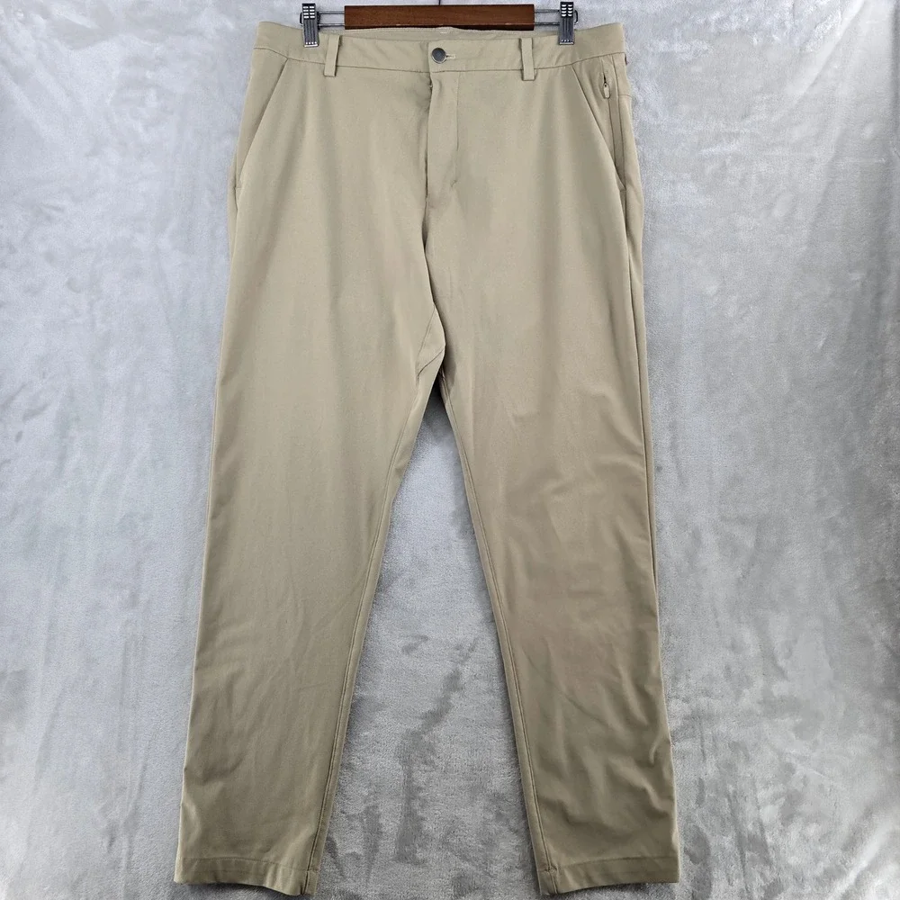 Lululemon Commission Pant Men 34 Tan Khaki Slim Fit Warpstreme‎ Chino